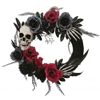 Skull and Roses Wreath