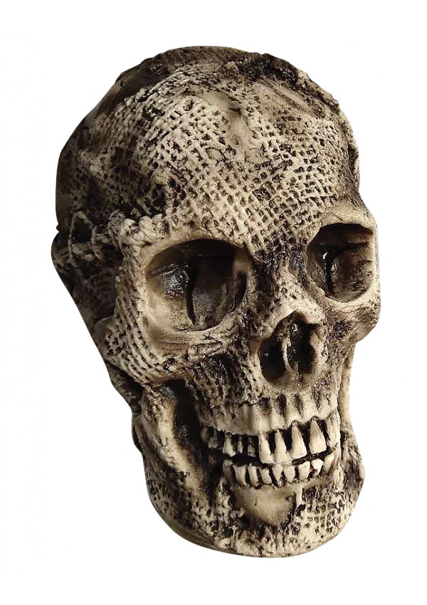 Burlap Skull Head Spooky Prop