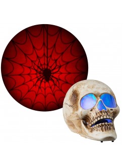 LED Skull with Red Spider Web Projection