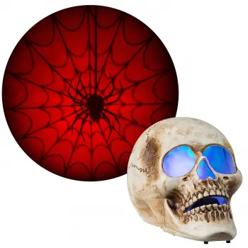 LED Skull with Red Spider Web Projection