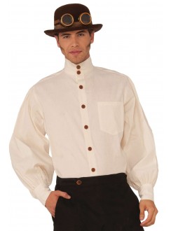 Victorian Steampunk Mens Beige Shirt