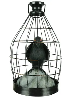 Crow In Cage Animated Decoration