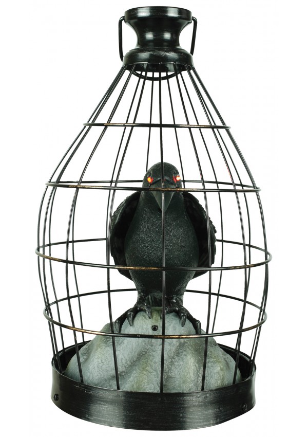 Crow In Cage Animated Decoration