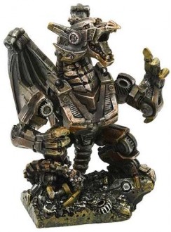 Steampunk Mechanized Dragon Statue