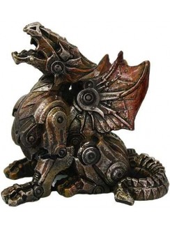 Steampunk Mechanized Small Dragon Statue
