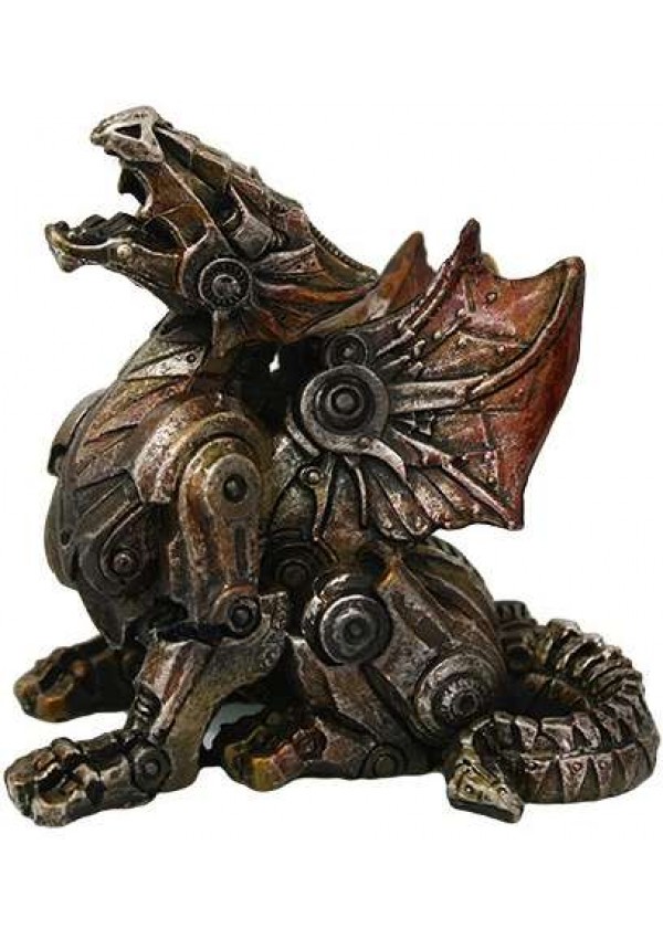 Steampunk Mechanized Small Dragon Statue