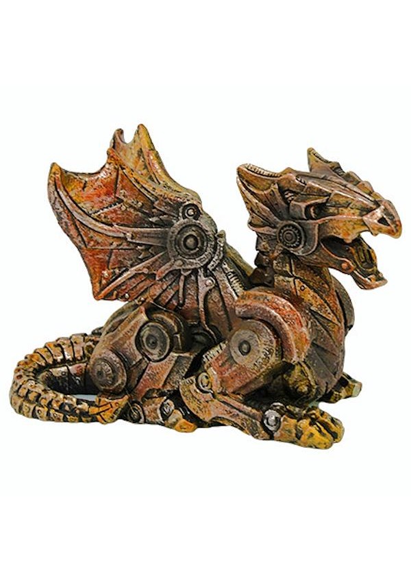 Steampunk Winged Small Dragon Statue