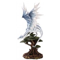 White Winged Dragon Tree Statue