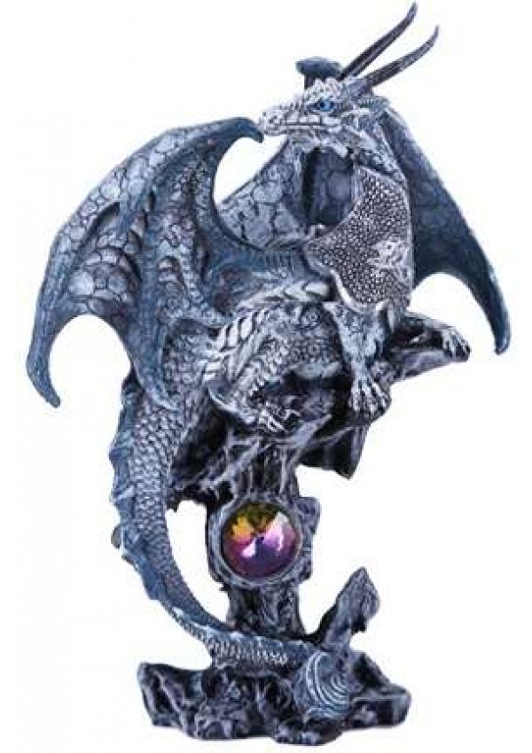 Gray Dragon Fantasy Art Statue