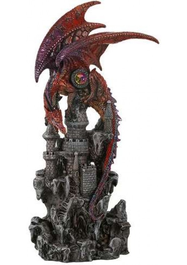 Red Dragon Castle Guardian Statue