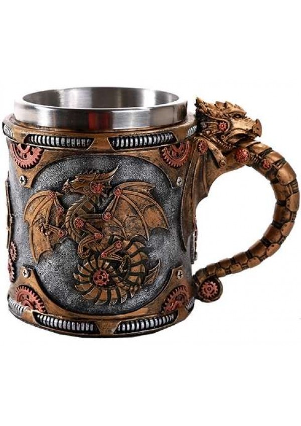 Steampunk Dragon Mug with Stainless Steel Cup