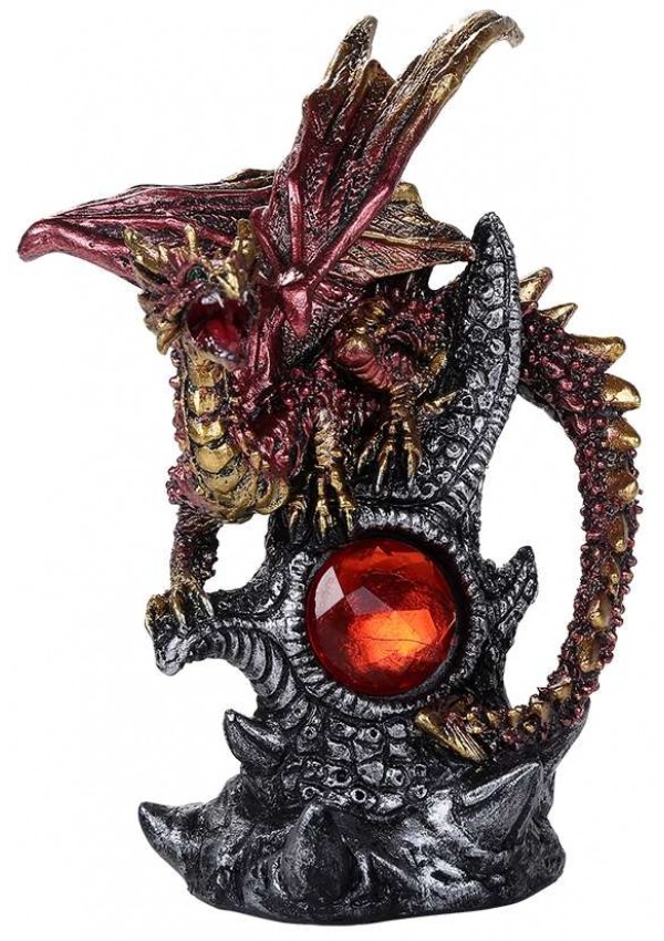 Red Dragon with Gemstone Statue