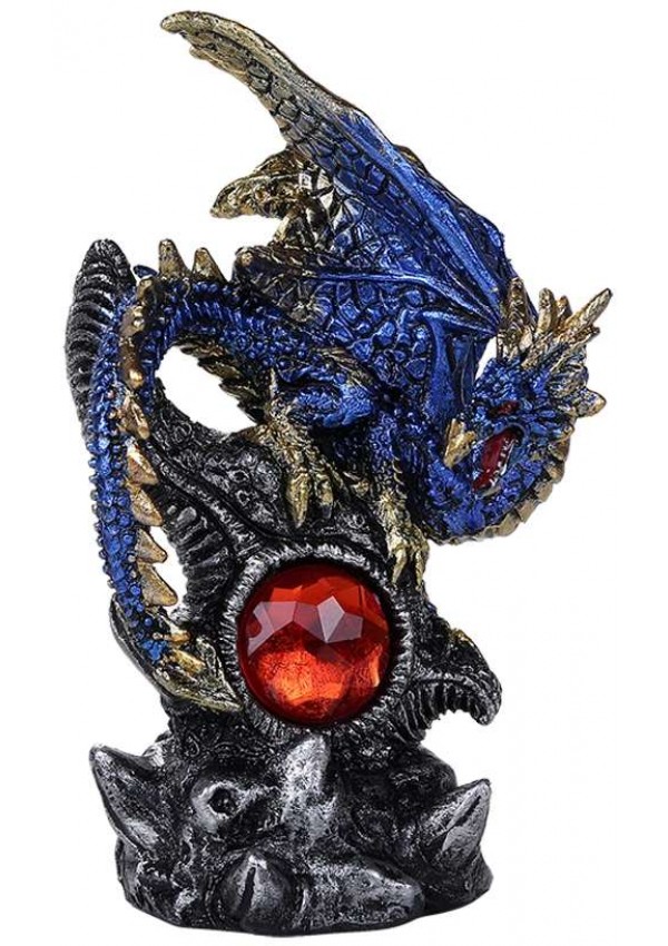 Blue Dragon with Gemstone Statue