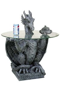 Dragon Side Table with Glass Top