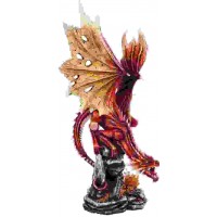 Red Dragon on Rock Statue