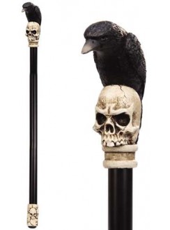 Raven Skull Walking Stick Gothic Gents Cane