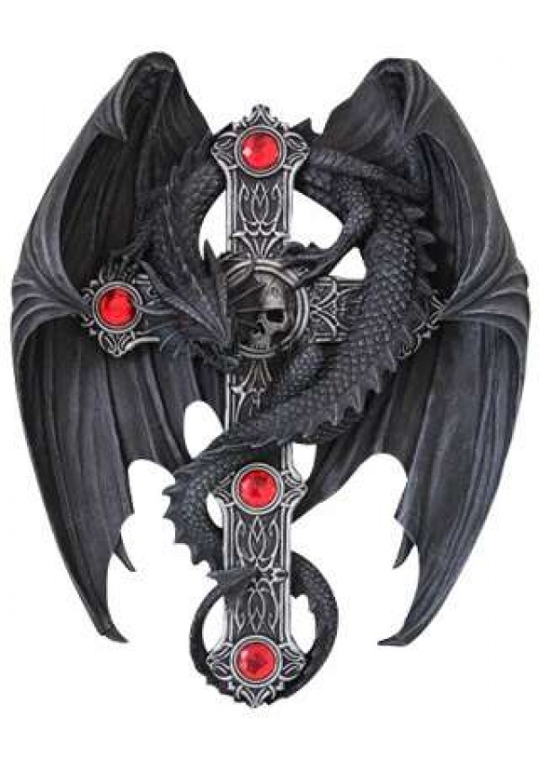 Dragon Wings Cross Medieval Wall Plaque