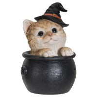 Witches Cat in a Cauldron Statue