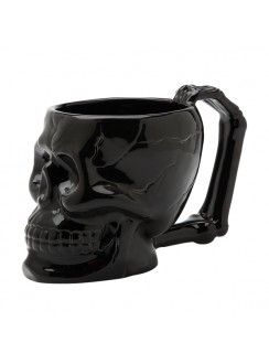 Skull Mug with Bone Handle - Black