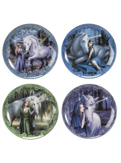 Unicorn and Maiden Desert Plate Set of 4