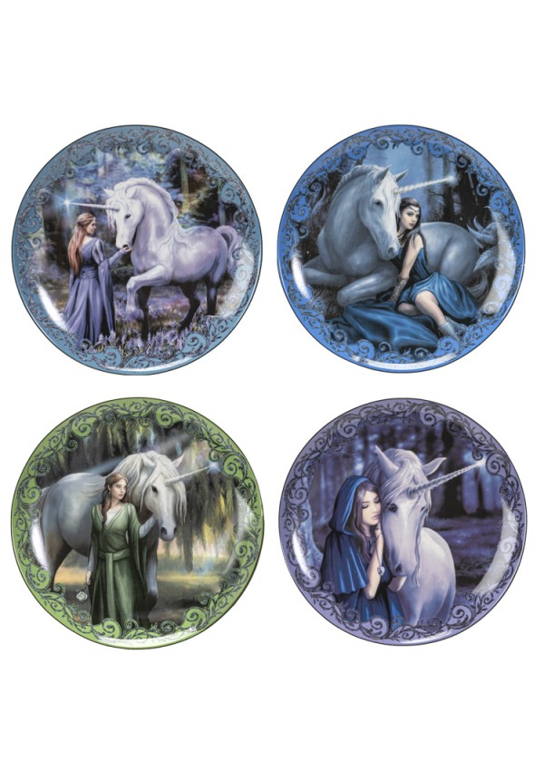 Unicorn and Maiden Desert Plate Set of 4