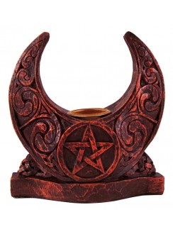 Crescent Moon Pentacle Candle Holder