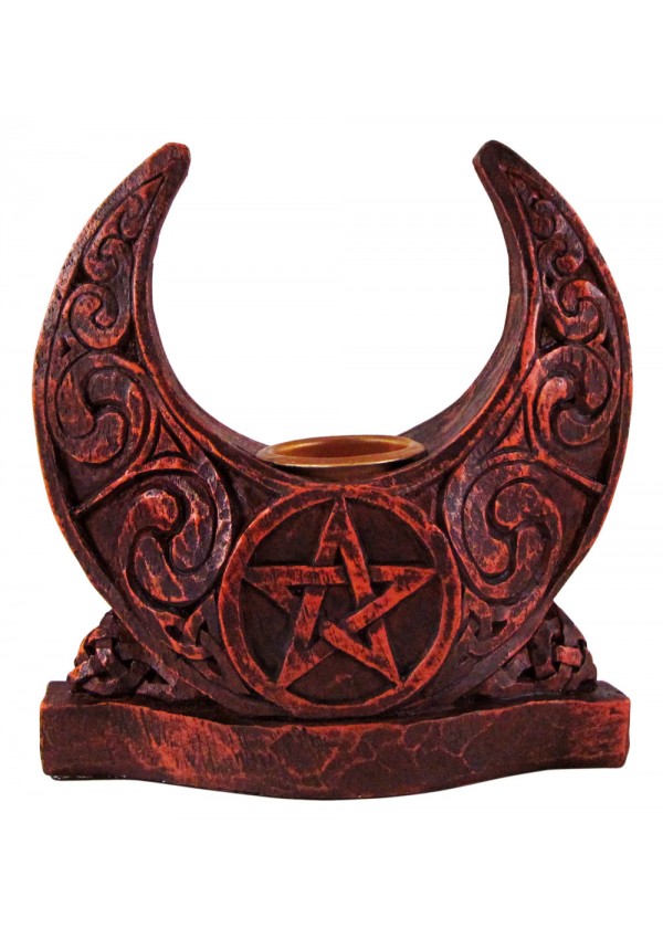 Crescent Moon Pentacle Candle Holder