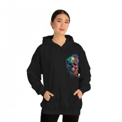 Color Splash Skull Hooded Unisex Black Sweatshirt