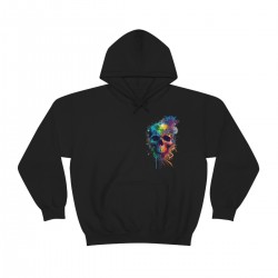 Color Splash Skull Hooded Unisex Black Sweatshirt