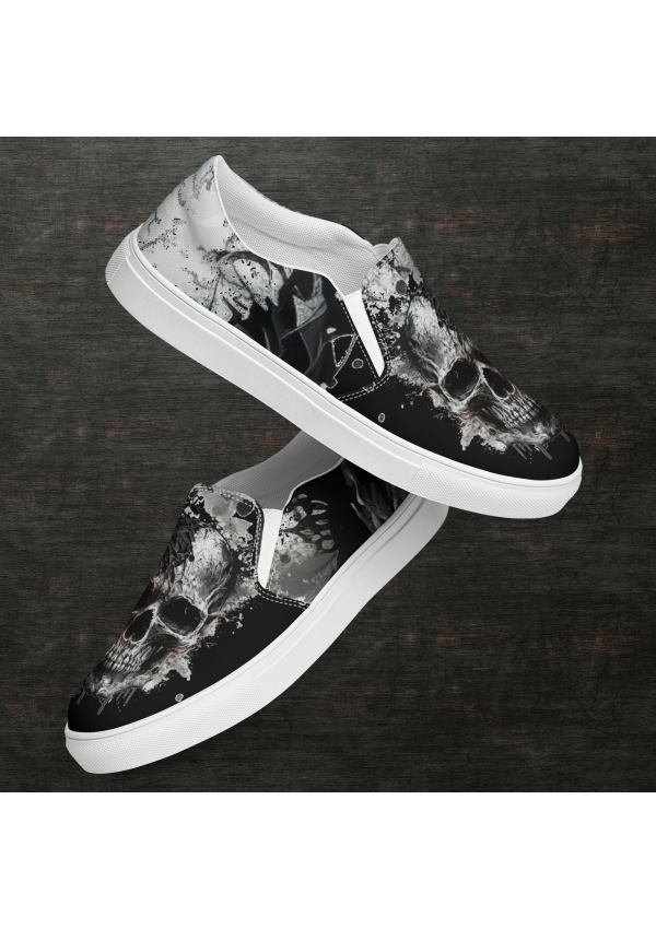 Skull Print Men's Canvas Shoes