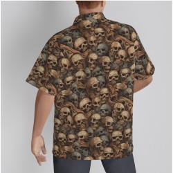Skull Print Men's Hawaiian Button-Up Shirt