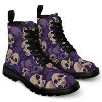 Skull Print Men's Canvas Gothic Ankle Boots