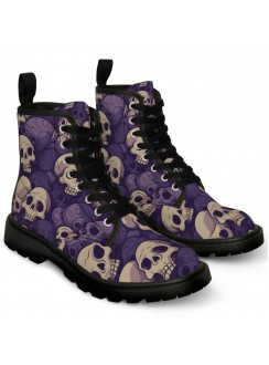 Skull Print Men's Canvas Gothic Ankle Boots