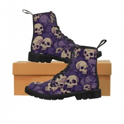 Skull Print Men's Canvas Gothic Ankle Boots