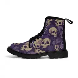 Skull Print Men's Canvas Gothic Ankle Boots