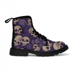 Skull Print Men's Canvas Gothic Ankle Boots