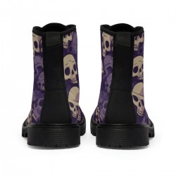 Skull Print Men's Canvas Gothic Ankle Boots