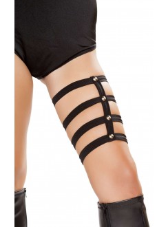 Black Multi Strap Studded Thigh Garter