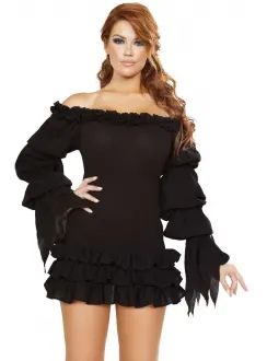 Ruffled Black Gothic Pirate Dress