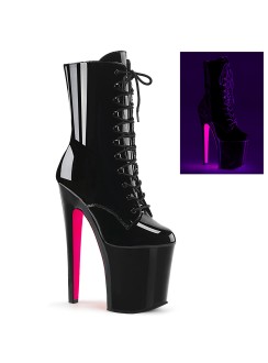 Xtreme 8 Inch Black Patent Platform UV Heel Boots