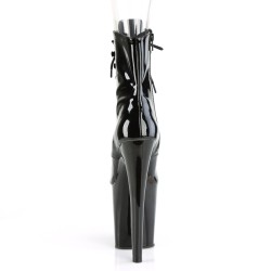 Xtreme 8 Inch Black Patent Platform Peep Toe Boots
