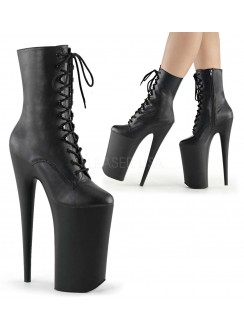 Beyond 10 Inch Heel Black Lace Up Ankle Boots