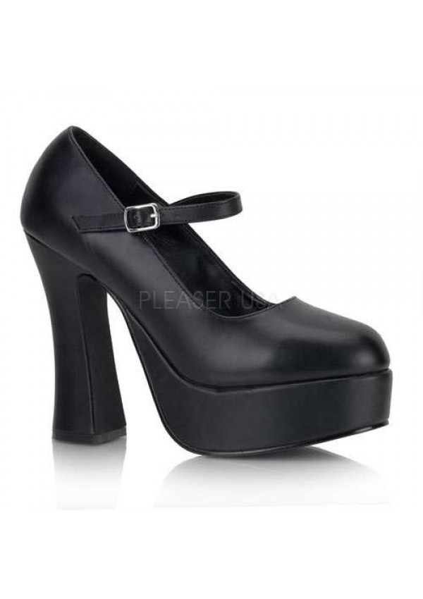 Dolly Black Faux Leather Platform Pump