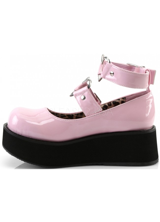 pink platform mary janes