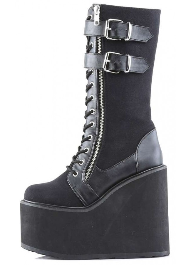 canvas leather boots
