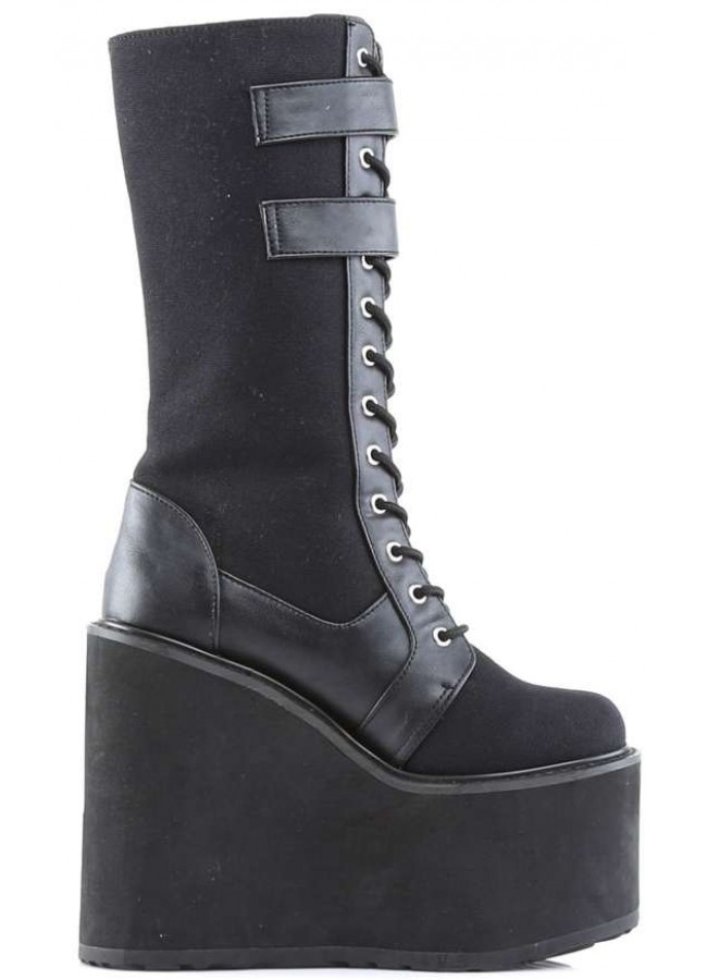 canvas leather boots