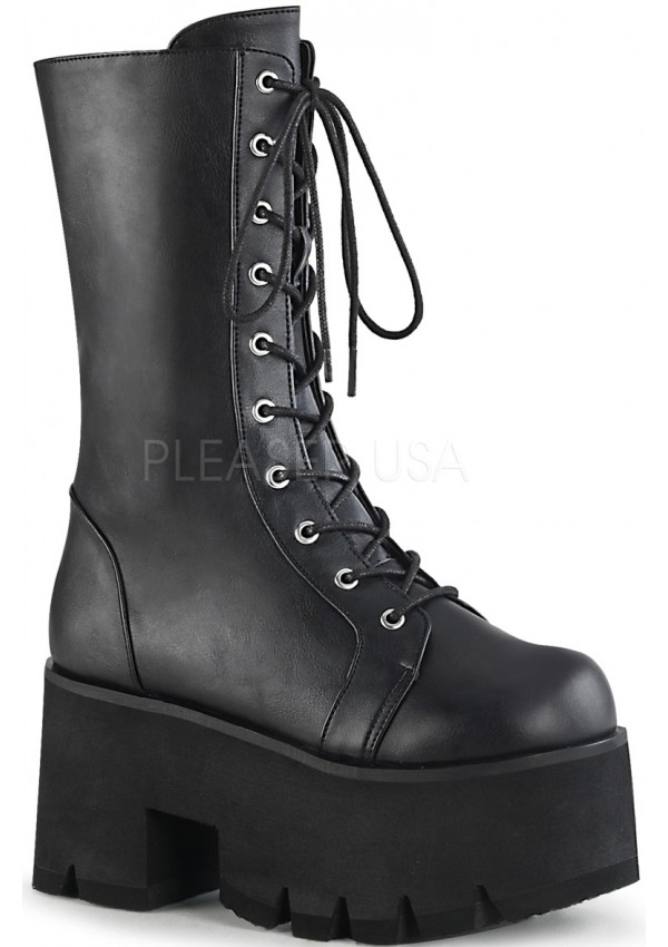 Ashes Womens Mid-Calf Platform Combat Boots