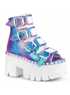 Ashes Womens Purple Iridescent Platform Sandal