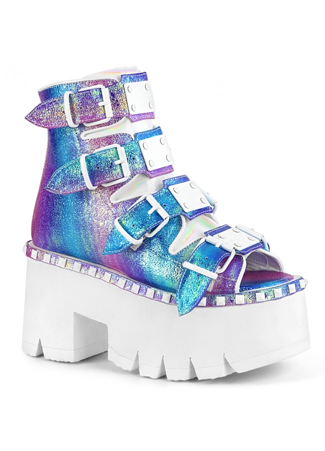 iridescent platform sandals