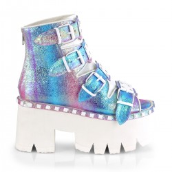 Ashes Womens Purple Iridescent Platform Sandal